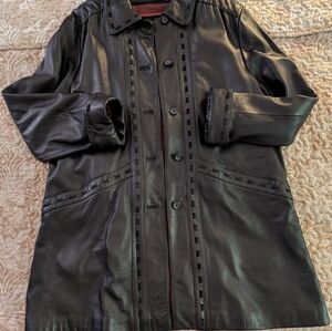 Black Lamb's Leather Coat